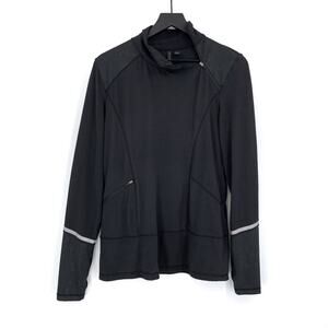 CYNTHIA ROWLEY Activewear Asymmetrical Zip Pullover Jacket Black M
